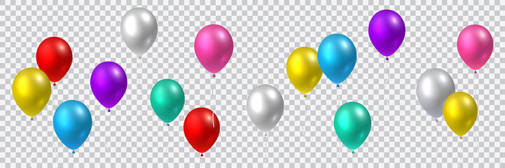 Beautiful colorful realistic seamless vector of colorful flying party balloons.