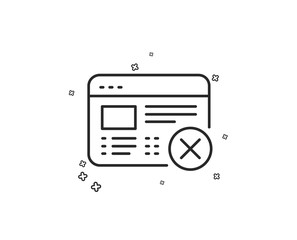 Reject web page line icon. No internet sign. Delete browser. Geometric shapes. Random cross elements. Linear Reject web icon design. Vector
