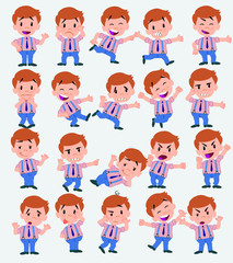 BusinessmCartoon character businessman in casual style. Set with different postures, attitudes and poses, doing different activities in isolated vector illustrations.an in casual style waving, happy.