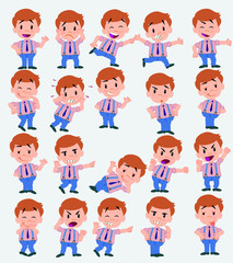 BusinessmCartoon character businessman in casual style. Set with different postures, attitudes and poses, doing different activities in isolated vector illustrations.an in casual style waving, happy.