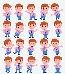 BusinessmCartoon character businessman in casual style. Set with different postures, attitudes and poses, doing different activities in isolated vector illustrations.an in casual style waving, happy.