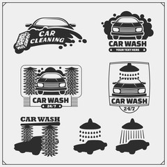 Car Wash service emblems. Template, concept, design elements for Car Wash logos.