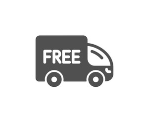 Free delivery icon. Shopping truck sign. Clearance symbol. Quality design element. Classic style icon. Vector