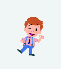 Businessman in casual style doing the OK sign with his hand.