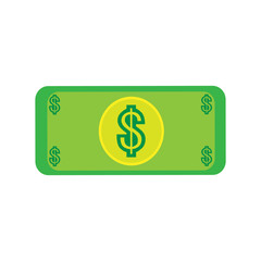 A wonderful simple design of a one dollar bill on a white background