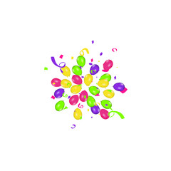 Color composition of vector realistic balloons and Colorful confetti burstisolated on white background. Balloons isolated. For Birthday greeting cards or other designs