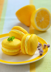 French lemon and mint macaroons