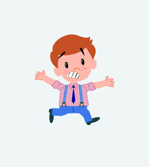 Businessman in casual style running terrified.