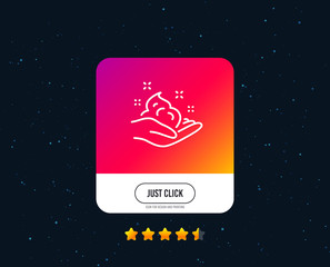 Hand cream line icon. Skin care Gel or lotion sign. Web or internet line icon design. Rating stars. Just click button. Vector