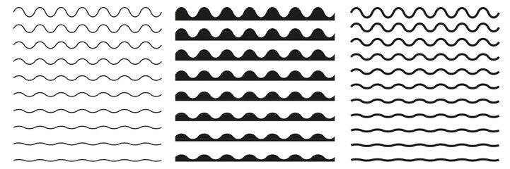 Set of wavy horizontal lines. Vector border design element