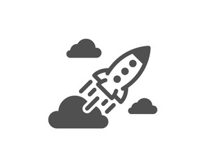 Startup rocket icon. Launch Project sign. Innovation symbol. Quality design element. Classic style icon. Vector