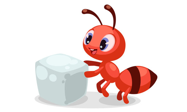 Cute ant with sugar cube cartoon Stock Vector | Adobe Stock