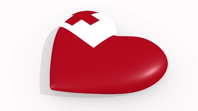 Heart in colors and symbols of Tonga on white background, loop
