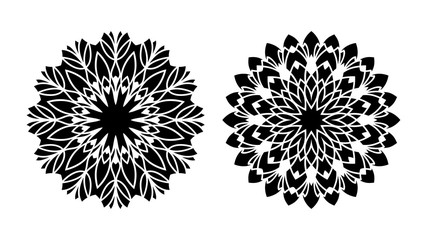 Tattoo mandala. Set of two vector flowers. Tribal floral patterns.