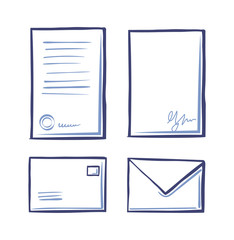 Office Paper Documents and Envelopes Set Vector