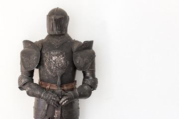 Fototapeta premium Knight armour against white background
