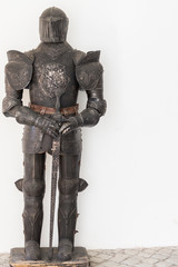 Knight armour against white background