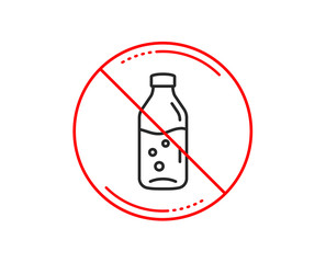 No or stop sign. Water bottle line icon. Soda aqua drink sign. Liquid symbol. Caution prohibited ban stop symbol. No  icon design.  Vector