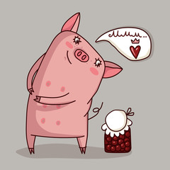 Illustrator of pig cute vector