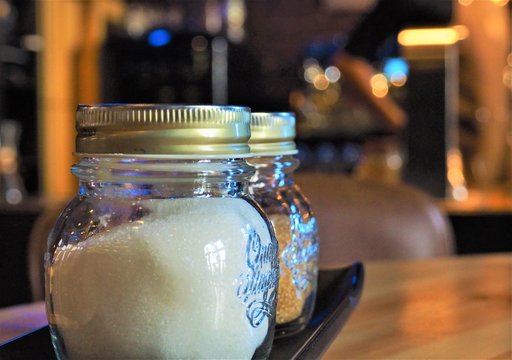 Close up of sugar jars