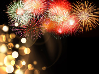 Firework lighting with black background