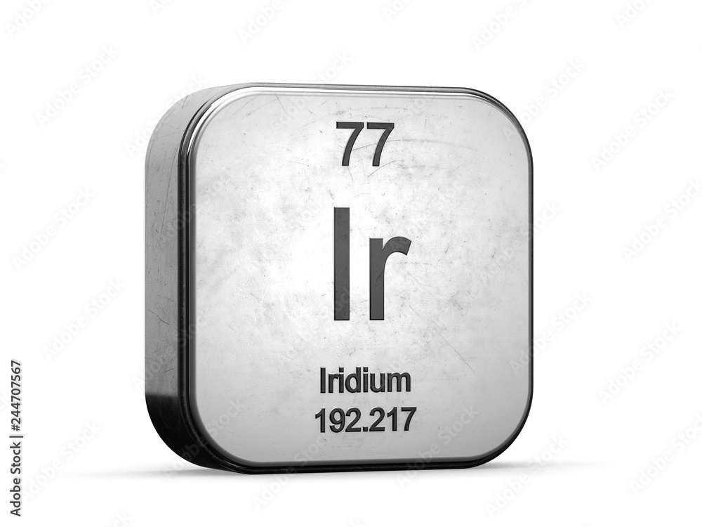Fototapete Iridium element from the periodic table series. Metallic icon set 3D rendered on white background