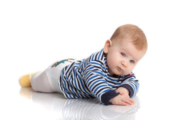 portrait of a cute baby boy on white background isolated