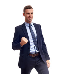 Businessman rejoicing for his success