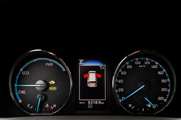 Modern car instrument panel dashboard with car dashboard.