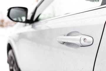 Modern and luxury car headlights. Exterior detail.