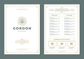 Restaurant menu design and logo vector brochure template.
