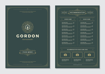 Restaurant menu design and logo vector brochure template.