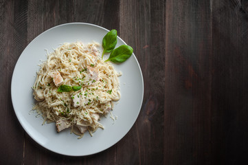 Italian spaghetti pasta with sauce