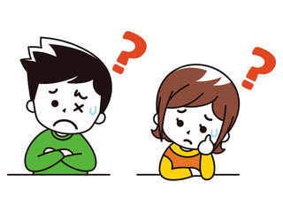 困り顔の若い男女