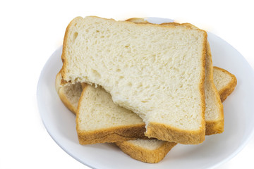 Bread slices isolated on white.