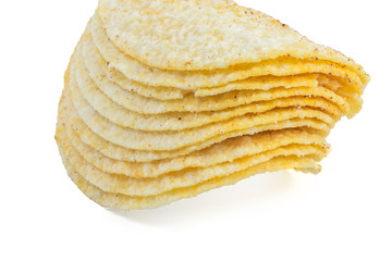 Potato chip with isolated white background
