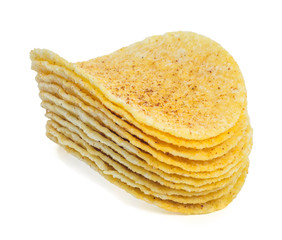 Potato chips with isolated white background
