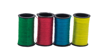 Multicolor sewing threads with isolated white background