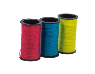 Multicolor sewing threads with isolated white background