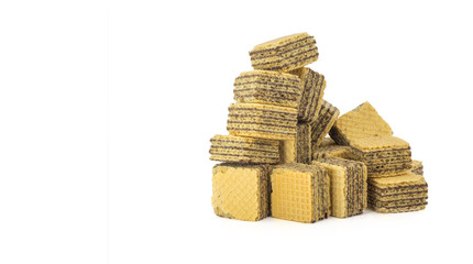 Chocolate wafer cubes with isolated white background