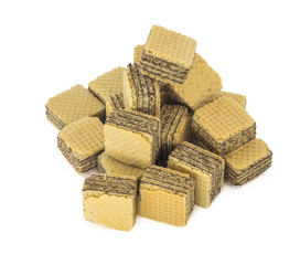 Chocolate wafer cubes with isolated white background