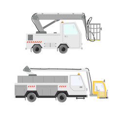 Fototapeta na wymiar Set of aircraft deicer trucks. Vector illustration