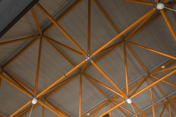 industrial ceiling made with yellow steel girders