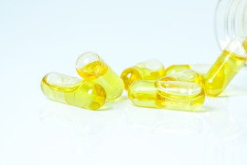 Olive capsules with medical concept.