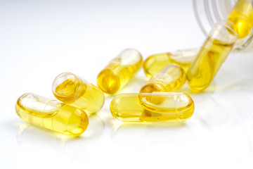 Olive capsules with medical concept.