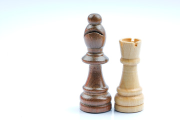 Wooden chess with white background.