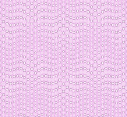 Abstract seamless pattern on a magenta background. Has the shape of a wave. Consists of round geometric shapes. Polka dot. Useful as design element for texture and artistic compositions.