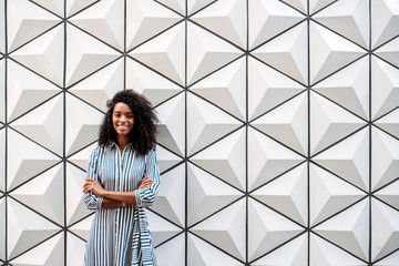 Happy pretty woman looking at camera smiling