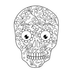  skull coloring book vector illustration