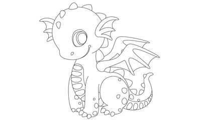 Cute dragon cartoon drawing to color